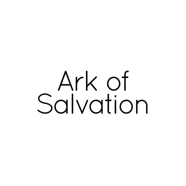 White circular logo with centred black text reading 'Ark of Salvation'