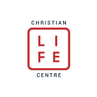 Christian Life Centre logo: red rounded square with stacked letters 'LIFE' and 'CHRISTIAN' above, 'CENTRE' below on white