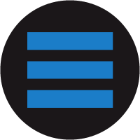 Estação 337 logo: black circular badge with three stacked horizontal blue bars centred