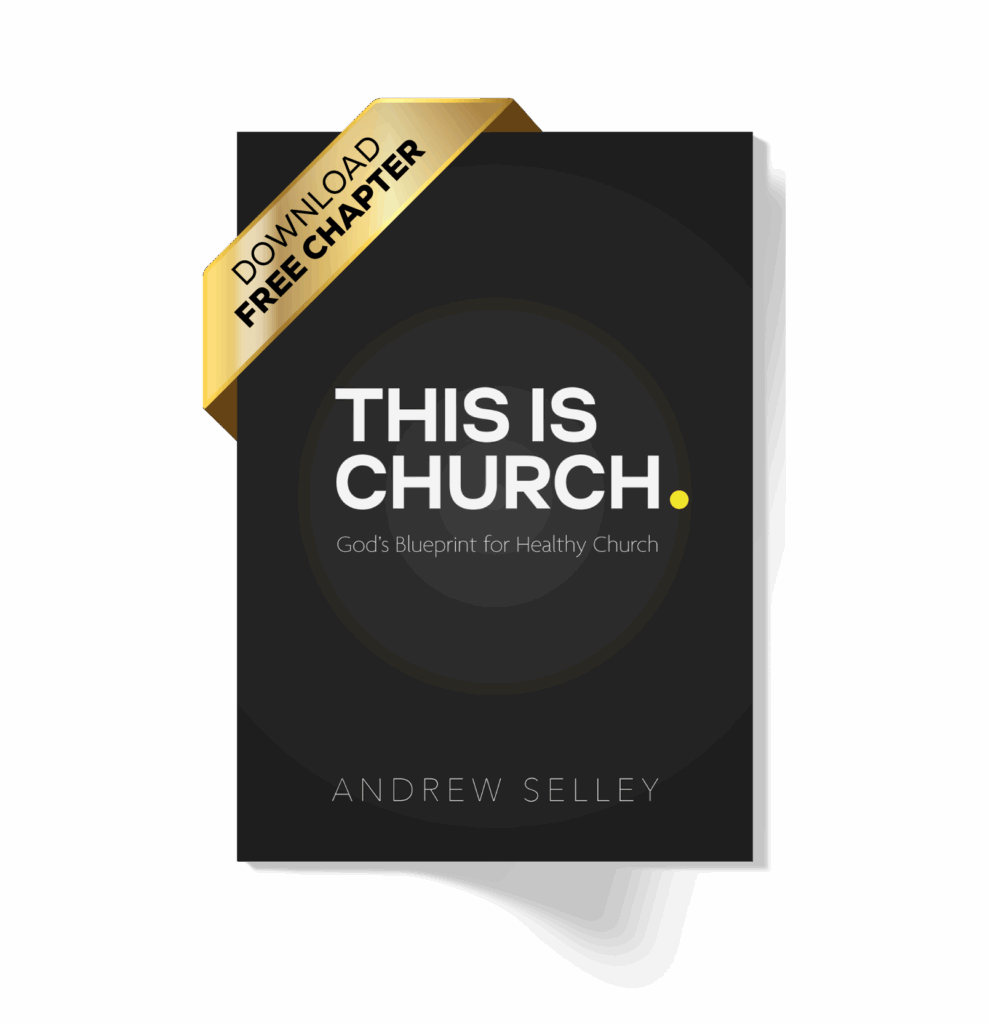 Book cover for 'This Is Church' by Andrew Selley with a gold ribbon reading 'Download Free Chapter'
