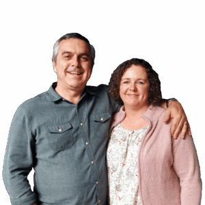 Manie & Lindsay Lombard standing side by side, smiling in a portrait as Gospel Central leaders