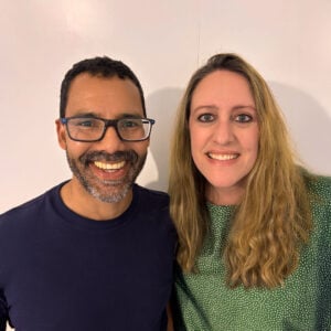 Portrait of Ian and Kate Jonker smiling against a plain background