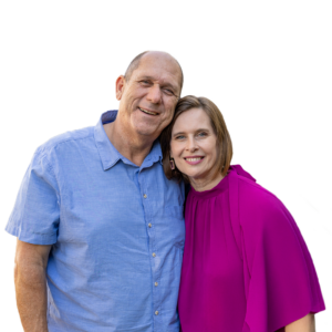 Mac and Naudine Adaimi standing close together, smiling