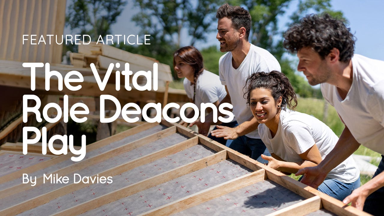 Four volunteers in white T‑shirts lifting a wooden frame outdoors, smiling and working together