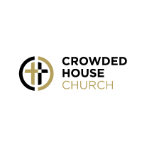 Crowded House Church logo: stylised circular emblem with a cross at left and the words CROWDED HOUSE CHURCH to the right