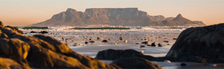 Table Mountain viewed across the Cape Peninsula coastline