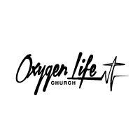 Oxygen Life Church circular black script logo on white background